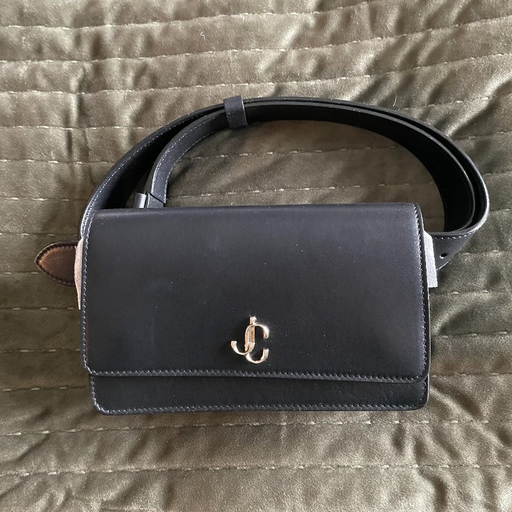 BRAND NEW, Never Used Jimmy Choo Black Leather Belt Bag